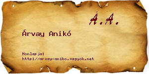 Árvay Anikó névjegykártya